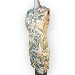 Brooks Brothers Sleeveless Shift Dress – Green Tropical Print 🌿